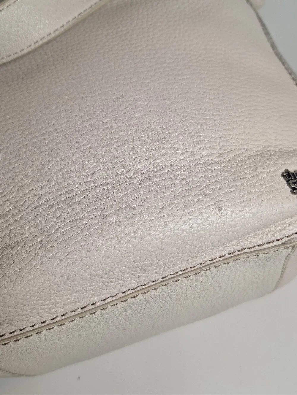 The Sak Sequoia Hobo Slouch Cream Off White Pebbled Leather Handbag Purse Used